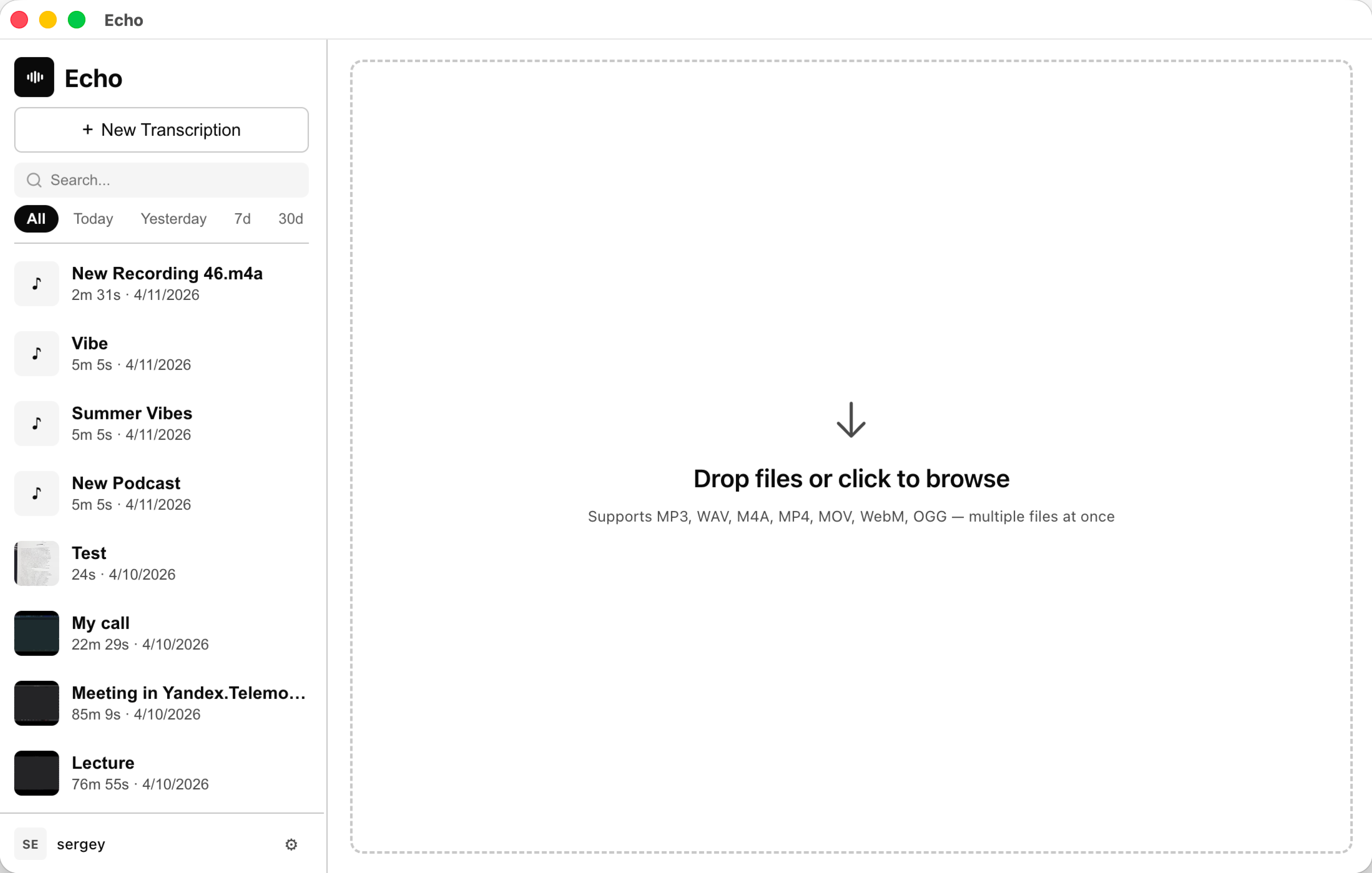 Dropping a file into Echo